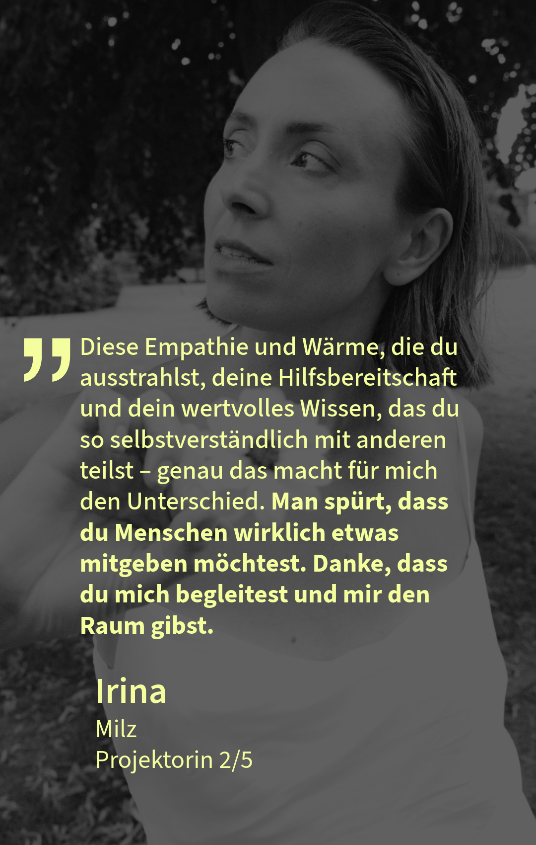 Stimme aus der Begleitung – Feedback von Irina, Milz-Projektorin 2/5